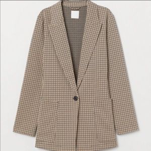H&M houndstooth tan oversized blazer